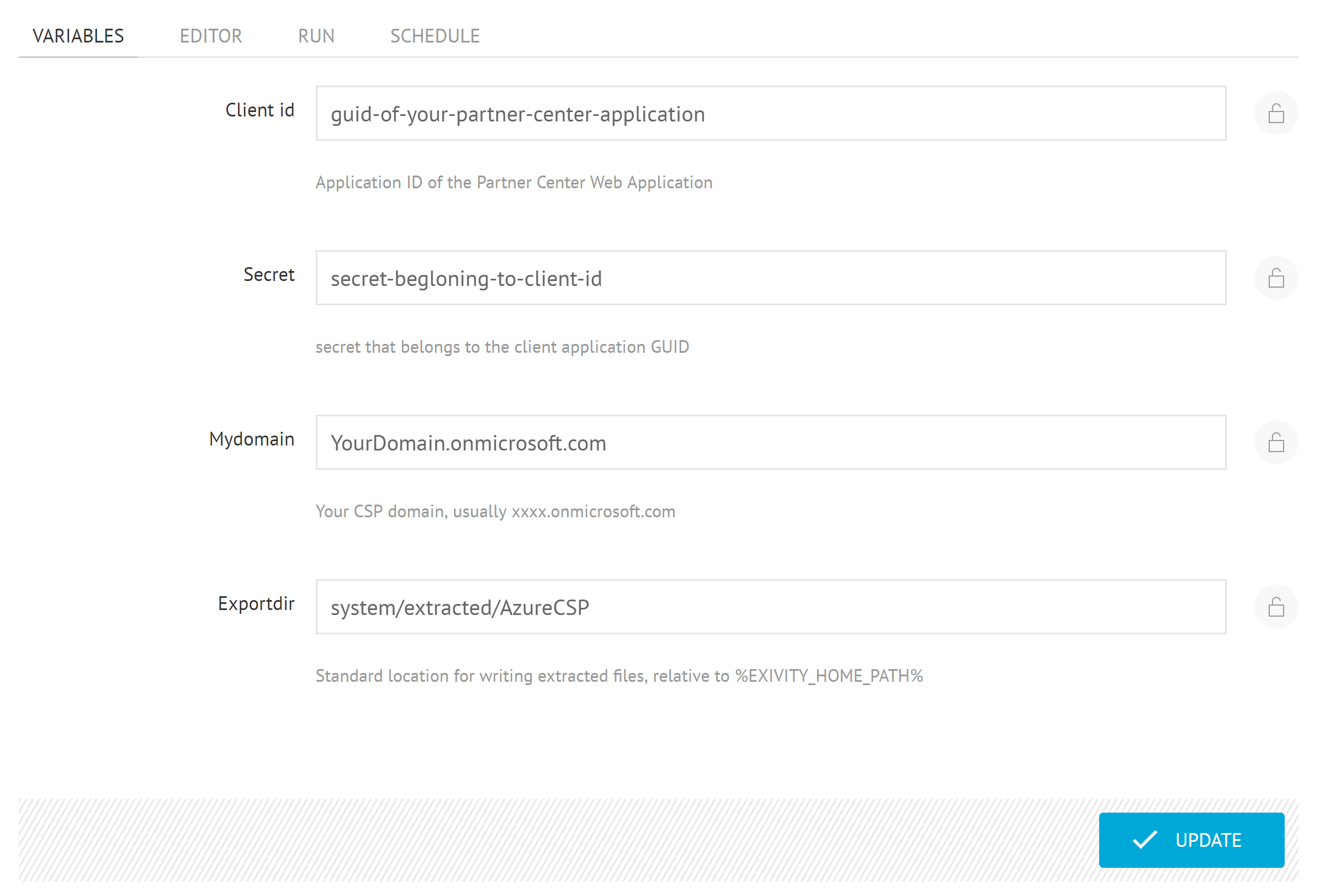 Fill in your Microsoft CSP connection details